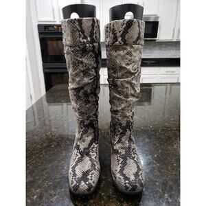 Curations High Top Boots Women's 7.5M Multi Scrunch Snake Round Toe Wedge Heel